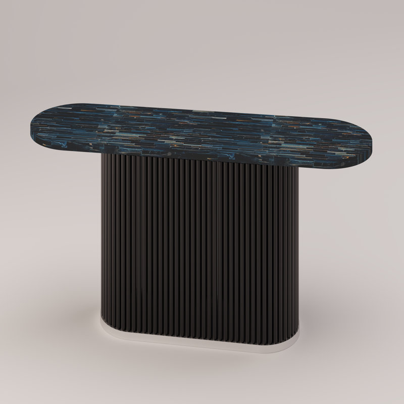 Mason Flûté Console Table, Brick Blue Tiger Eye