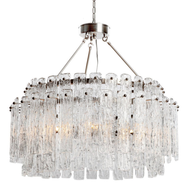 Lustre Sinfonia, Bronze brillant, Verre transparent et lisse, H 16 po x l 25 po x P 25 po