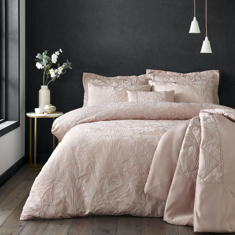 HAWORTH Cotton Blend Floral Duvet Cover Set with Pillowcases, Double Duvet Cover  + 2 Standard Pillowcases, Pink