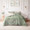 Housse de couette en velours pour lit très grand / très grand 4 pièces - avec attaches intérieures et fermeture à boutons avec coussin décoratif, aspect lustré
