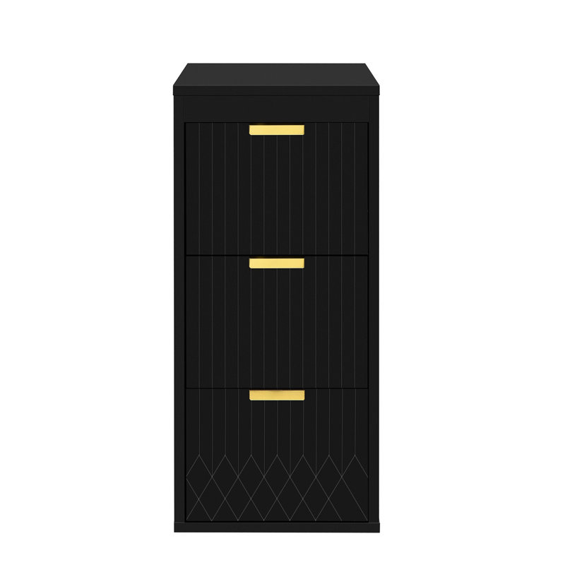 12" Wall Mounted Floating Side Cabinet with Drawers | Multifunctional Storage Solution for Bathroom & Living Room, Black