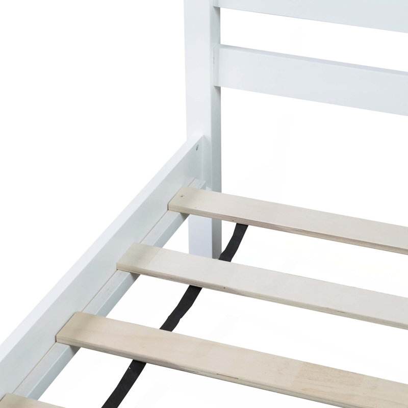 Bed With Headboard And Footboard,Rubber Wood Bed, White