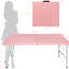 Table de camping pliante 4 pi rose. Utilisation intérieure et extérieure polyvalente. Poids maximum de 135 kg. Pliable avec prise fixe pour faciliter le déplacement. Surface lisse et imperméable. Structure triangulaire améliorée