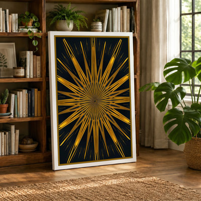 Golden Starburst Geometric - Wrapped Canvas