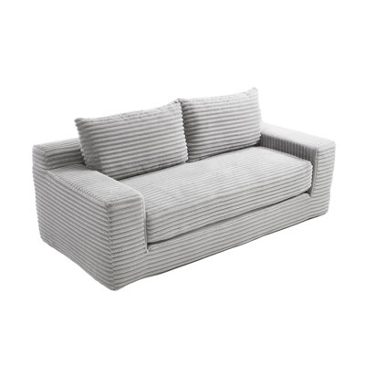 Gris, 2, convertible, mousse à mémoire de forme, structure en acier, velours côtelé, sans assemblage, idéal pour le cinéma à domicile et les espaces de détente