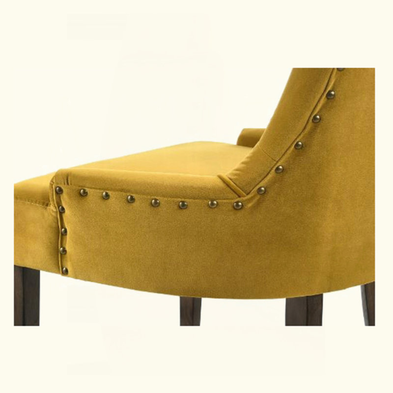 Chaise parsons capitonnée en tissu , Ensemble de 2, Jaune, Espresso