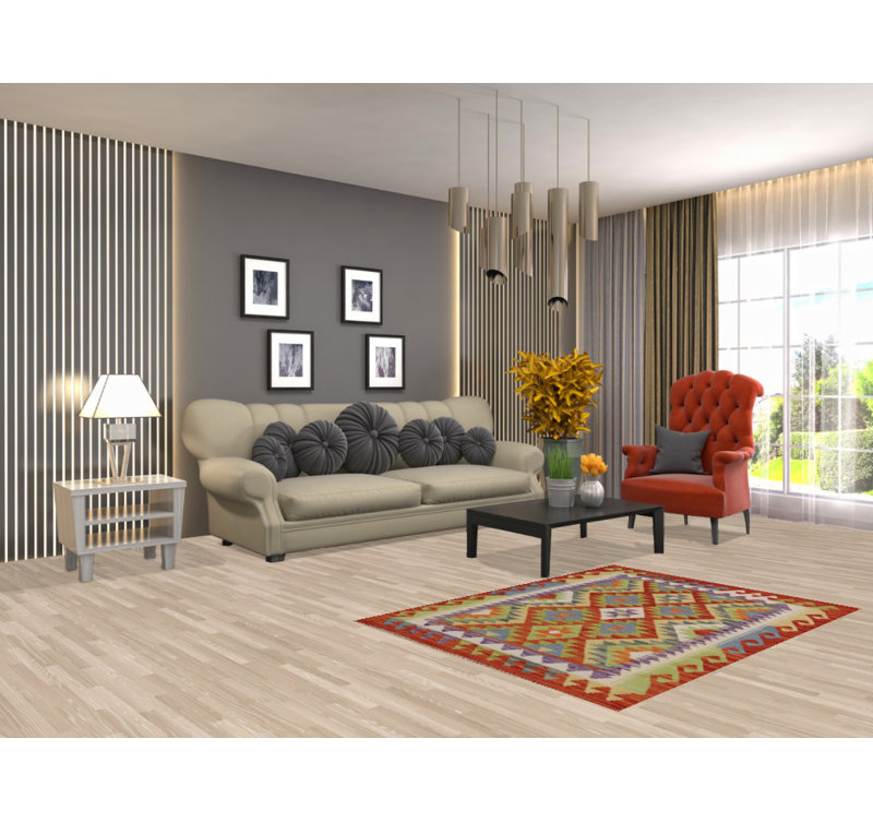 Tapis décoratif en laine South Western Kilim 3 x 5