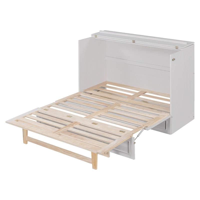 Lit escamotable avec grands tiroirs Murphy, Lit double, Blanc