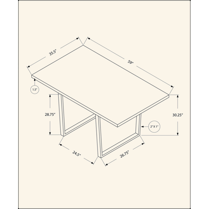 Table de salle à manger, rectangulaire, 60 po, cuisine, salle à manger, contemporaine, moderne, Gris