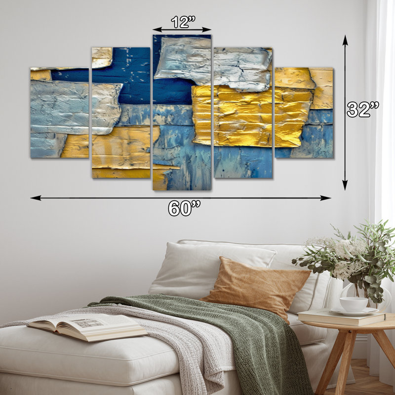 Vonda - Collages abstraits, reproduction d'art mural - 5 panneaux