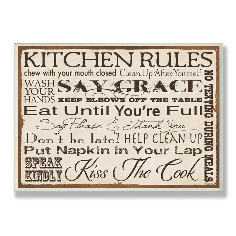 Ehme " Kitchen Rules ", 13" H x 19" W x 0.5" D, Plaque