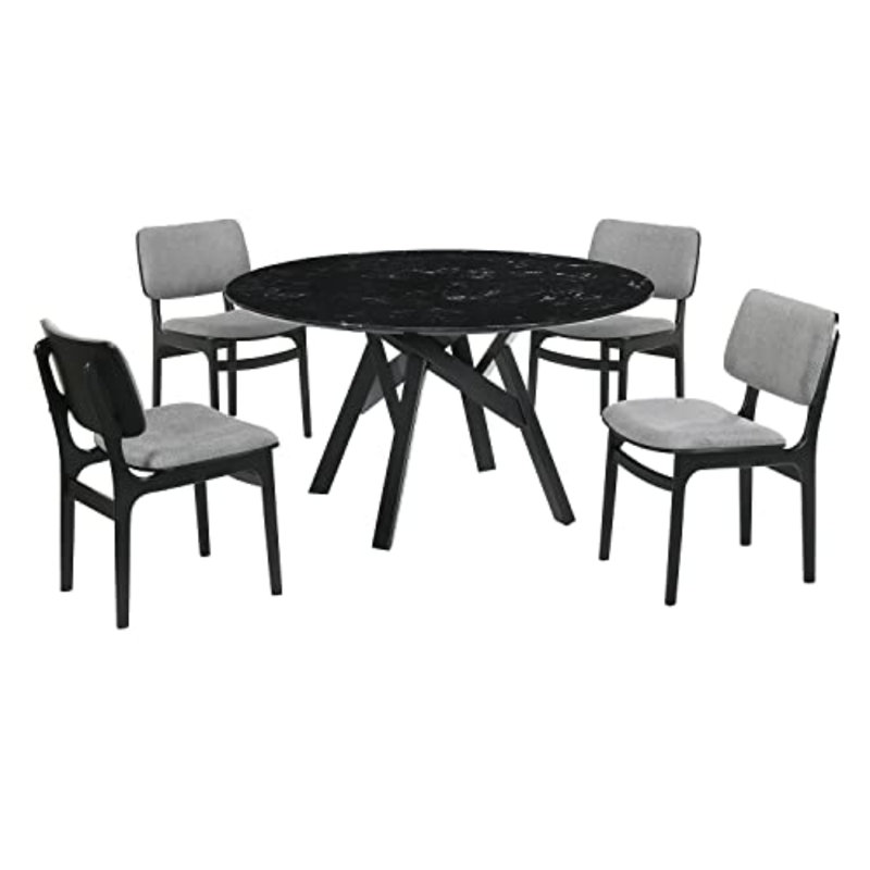 Schorr 4 - Person Pedestal Dining Set, Black, Black, Black
