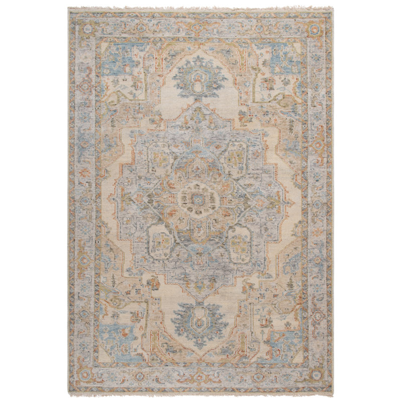 Tapis oriental en coton noué à la main brun / gris / beige Sultanabad, Rectangle 6 pi x 9 pi
