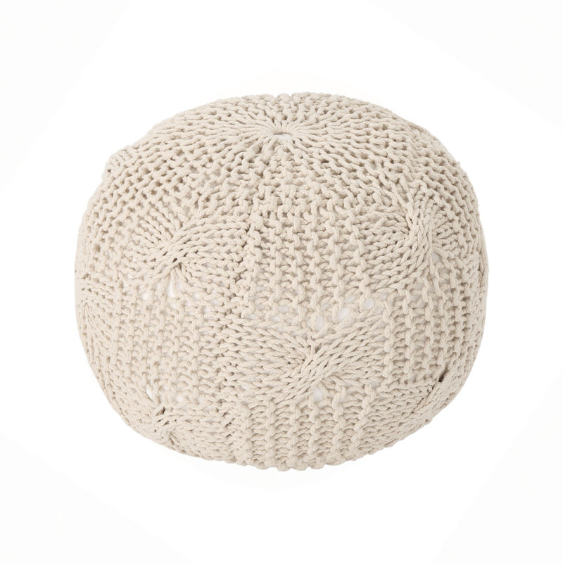 Pouf rond en coton Bordeaux, Beige