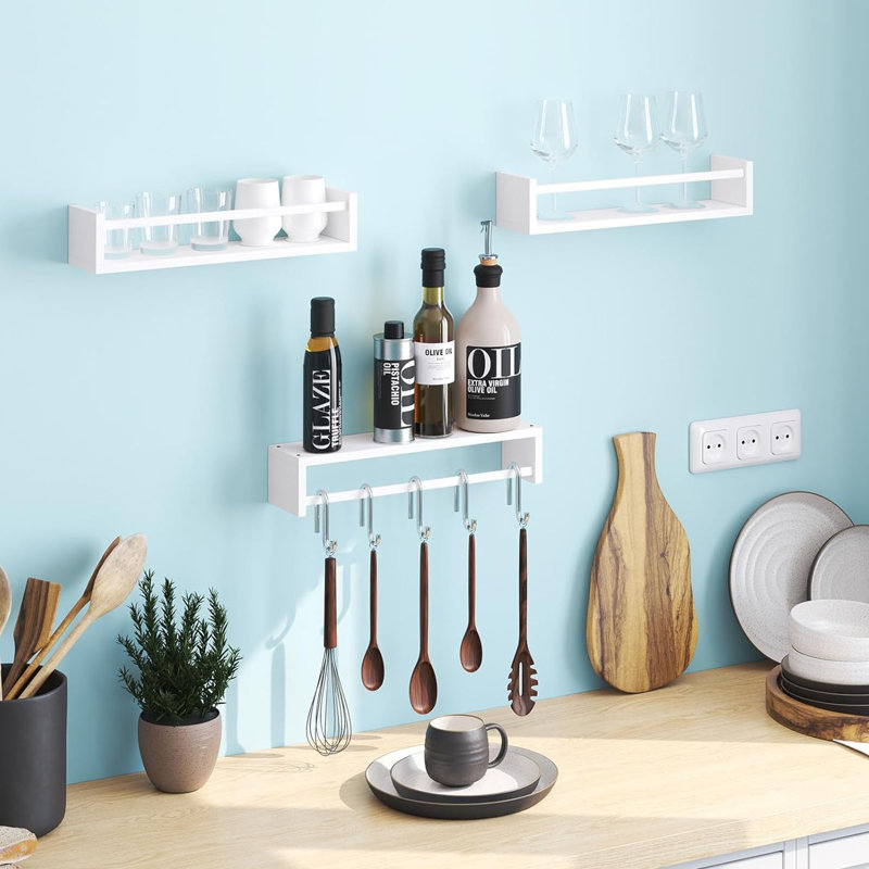 3 tablettes flottantes blanches