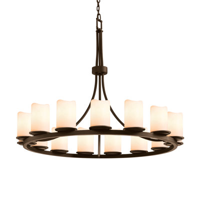 Lustre en roue de chariot à 15 lumières de style bougie Soraya