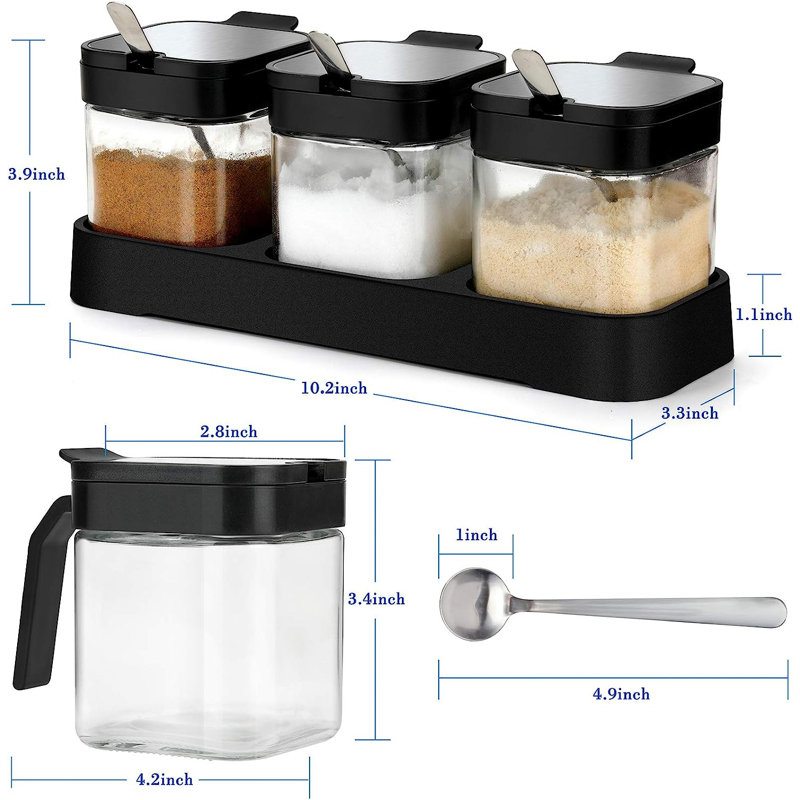 Tabletop Stainless Steel Spice Jar & Rack Set