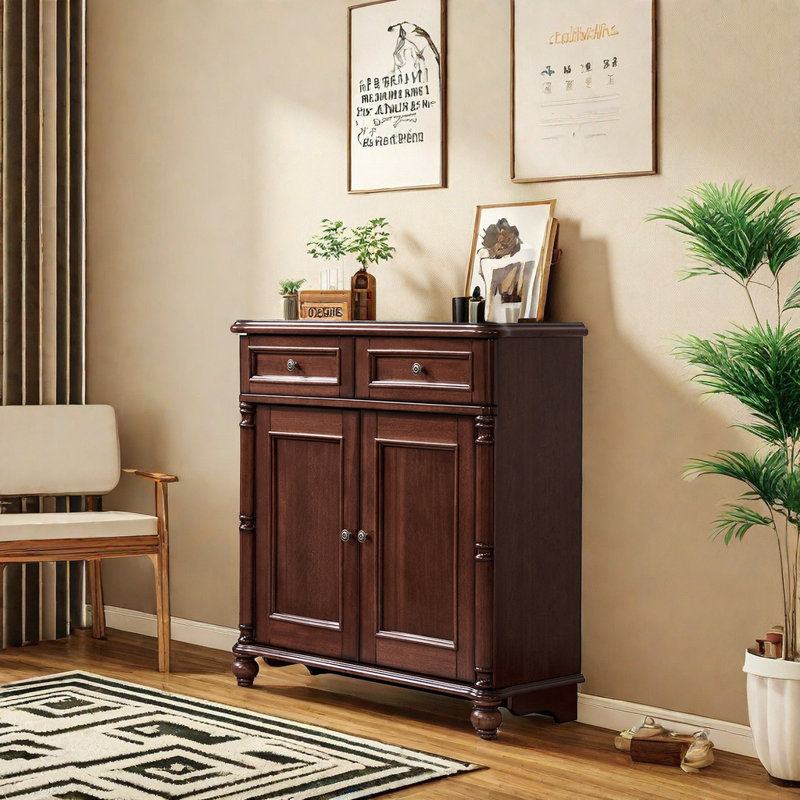 Armoire à chaussures en bois massif de style américain