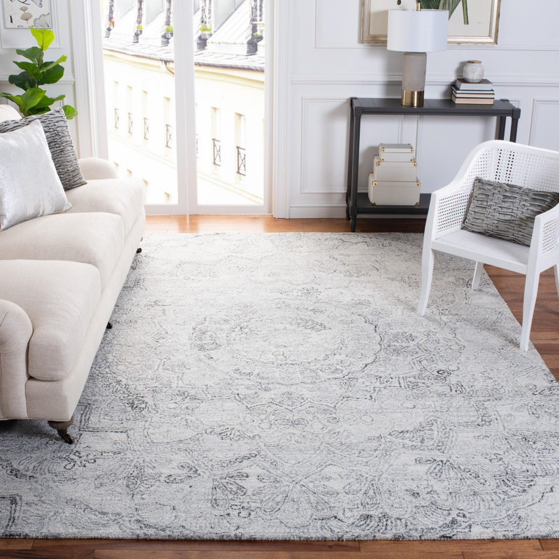 Tapis oriental ivoire touffeté à la main Hughley, Rectangle 6 pi x 9 pi