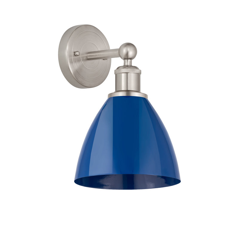 Applique murale en acier Arpita, Nickel satiné, Bleu