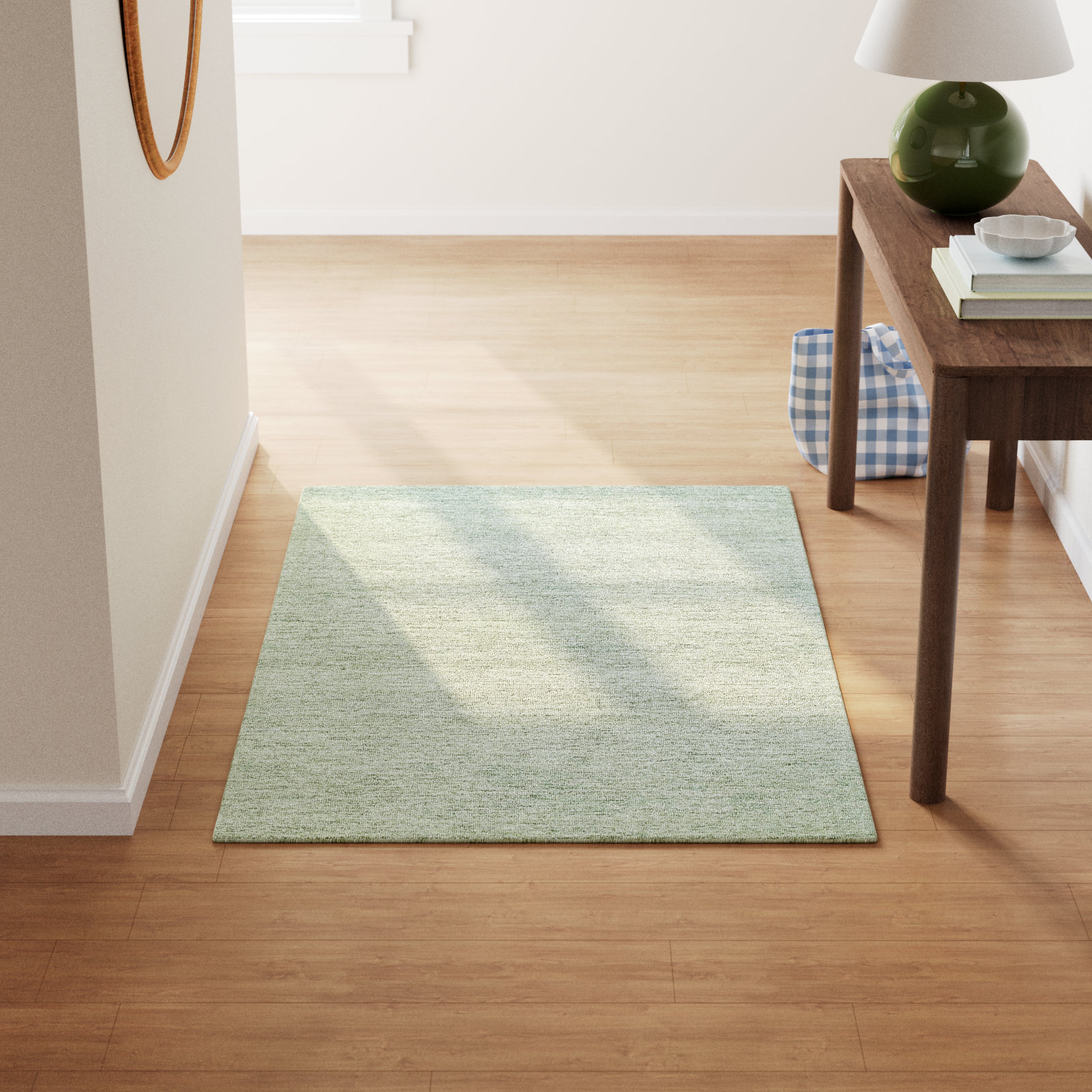 Isiah Sage Beige Hand-Tufted Wool Rug, Rectangle 3'6" x 5'6"