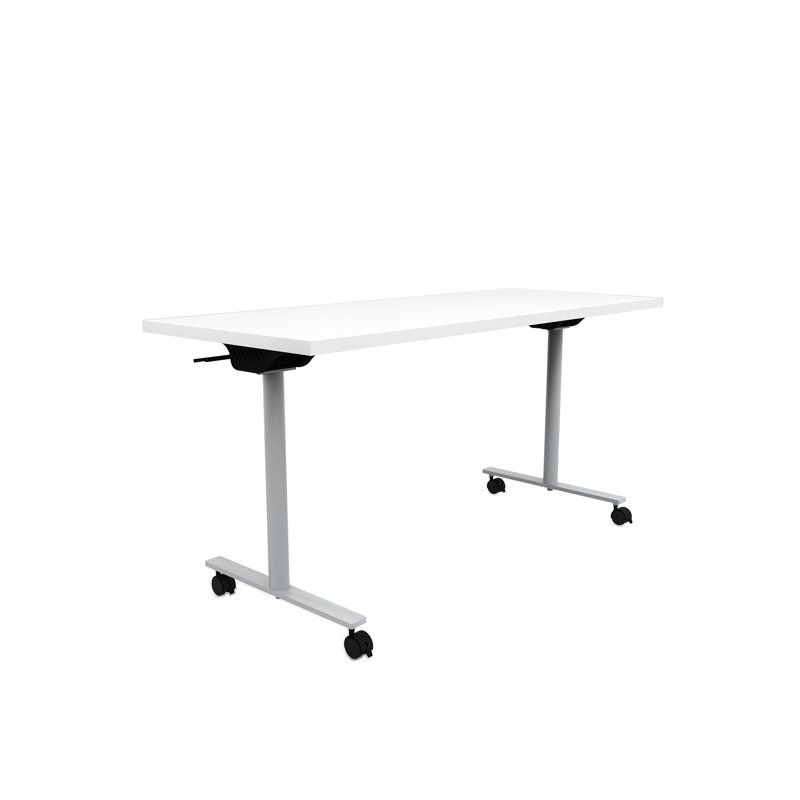 JURNI Flip Table With Casters, Designer White, 29.50" H x 60" L x 24" W