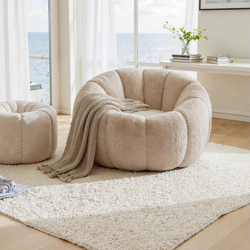 Fauteuil à billes à motif floral, Beige