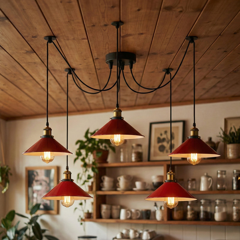 5 - Light Cone Pendant, Red, Yes