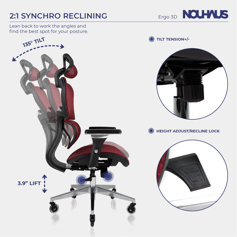 Ergo3D Dark Burgundy Mesh High Back Executive Office Chair