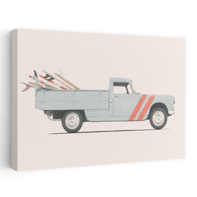 Vintage Surf Truck Retro Vintage Wall Art Print 1 Piece Wrapped Canvas Wall Art