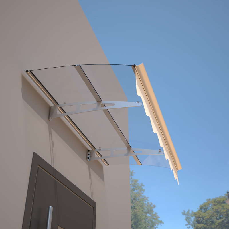 Door Window Awning 59X34 - Polycarbonate Roof & Aluminum Brackets Heat Upf80+ Protection Outdoor Amusement 59"X34" Canopy Solid Rust- Protected Garden Use