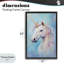 Licorne blanche sur cadre flottant bleu, design Creative Studio-810882021-810882016