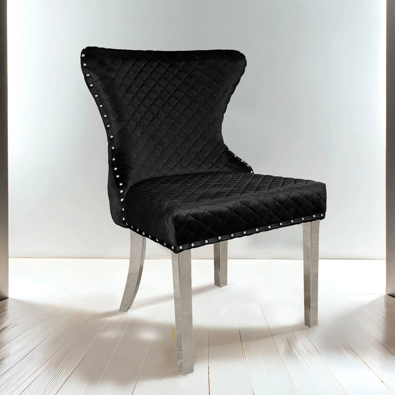 Chaise l 20,4 po Glam (2 / RCT), argent / noir, Noir, Argent argent
