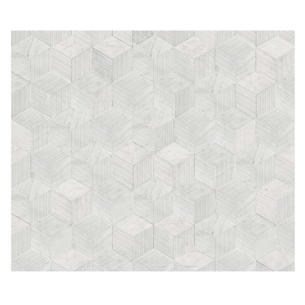 Hexagon OL Textured Finished Natural Stone 3D Fluted Marble Tile For Wall, 1 Box 12 PCS