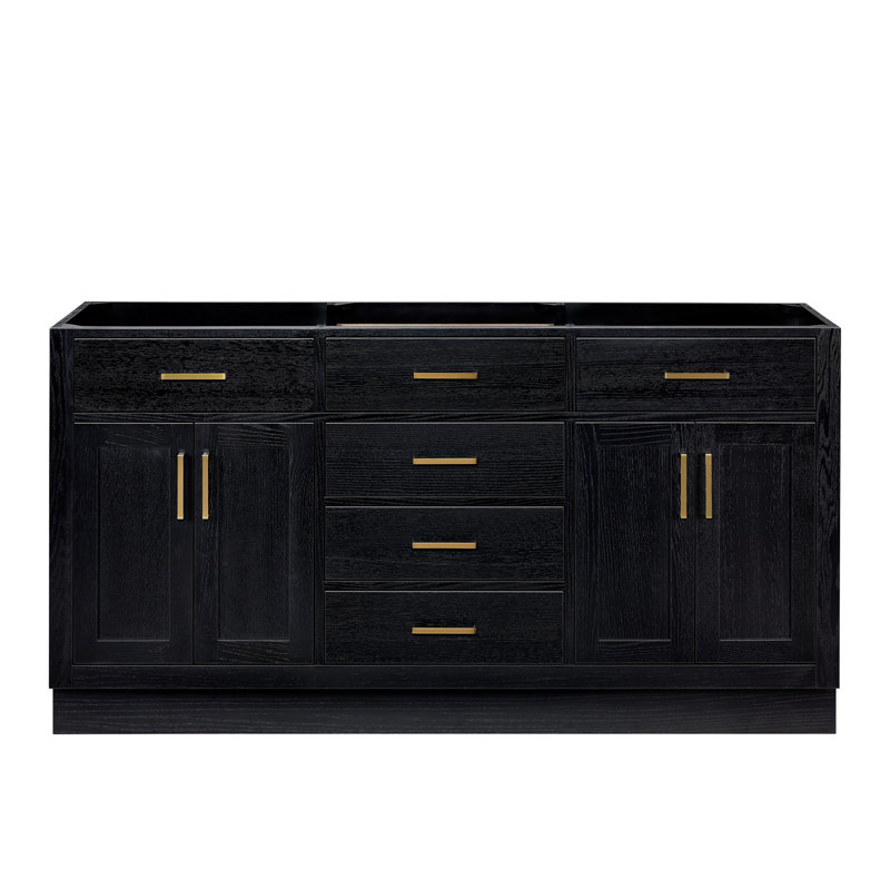 Base de meuble-lavabo double 66 po Osoria, Chêne noir