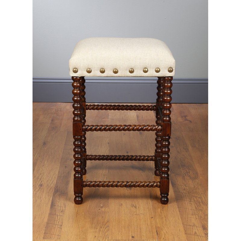 Tabouret de bar 28 po Kimra Bobbin, Teinté pacane, Blanc cassé