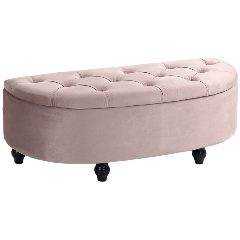 Uyen Polyester Blend Upholstered Storage Bench, Pink