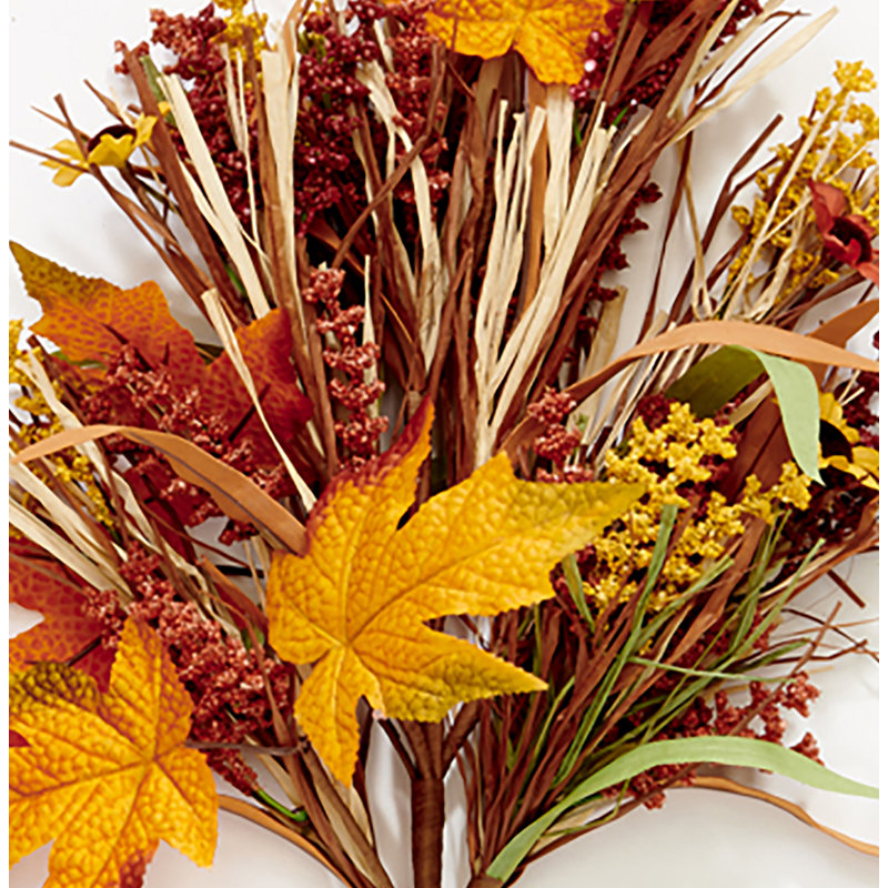 21" Artificial Fall Heather and Leaves Bush, Set of 3