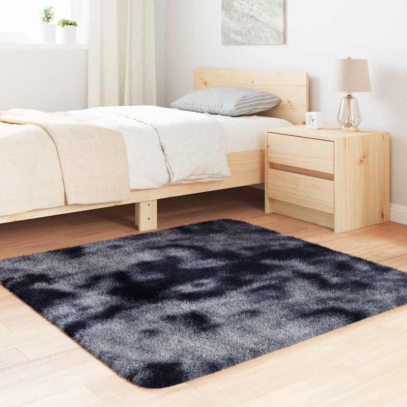 Shaggy Rug High Pile NAVARRA Dark Grey Polyester, Square 120cm