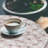 August Grove® Abstract Fitted Round Tablecloth Diameter Warm Taupe Pale Eggshell-726536429
