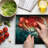 Ambesonne Digital Cutting Board Large Size Computer Art Display Scarlet Teal