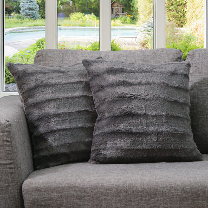 Housse et insert de coussin carré FRBIN, Gris, H 22 po x l 22 po