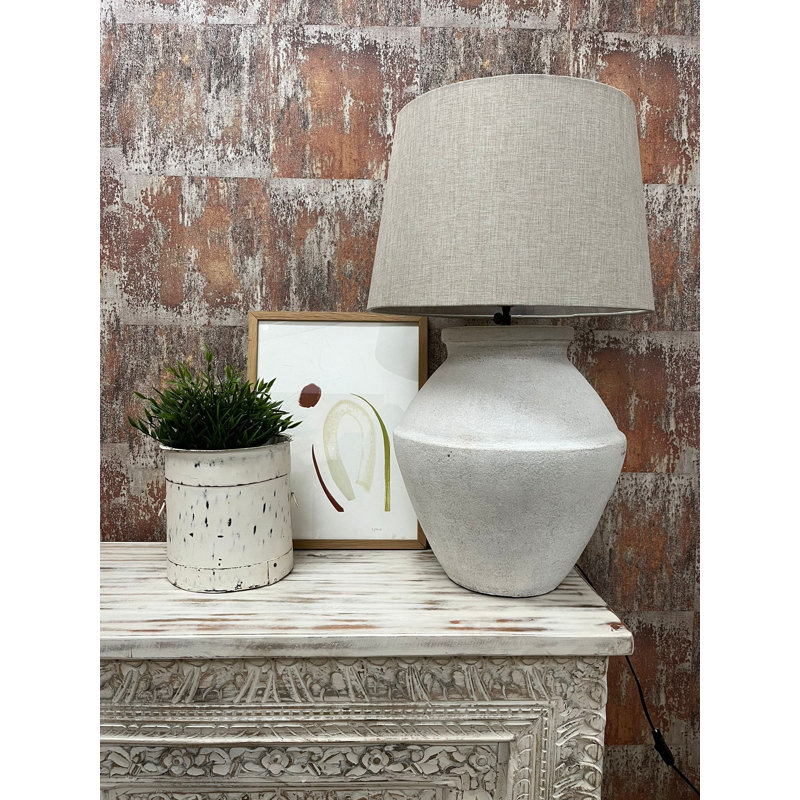 Anife Ceramic Table Lamp, White, Light Grey, White Tones