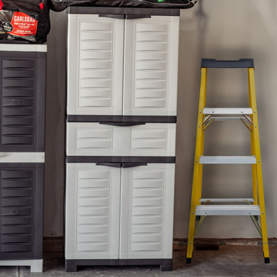 Storage Cabinet with 2 Adjustable Shelves and Center Drawer
