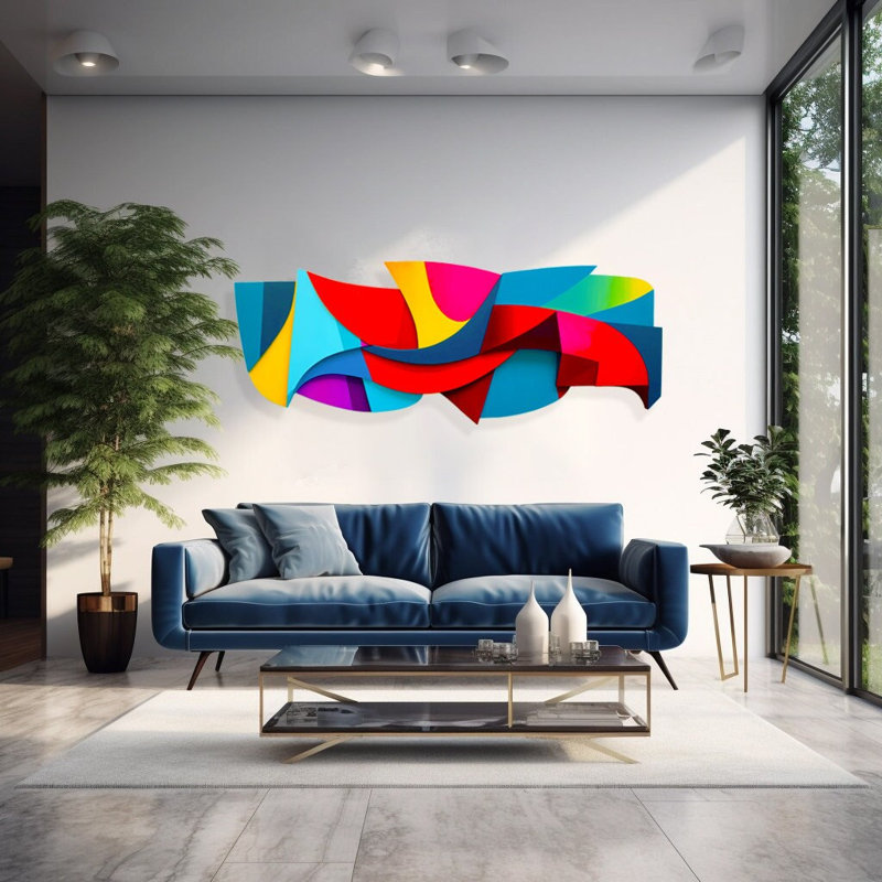 Printed Acrylic Artworks Handmade Wall Decor on Resin, 30" H x 83" W x 1.25" D