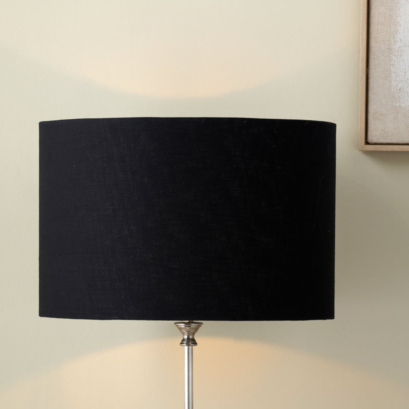 Lino Self Lined Linen Drum Shade, 16cm H x 25cm W x 25cm D, Black