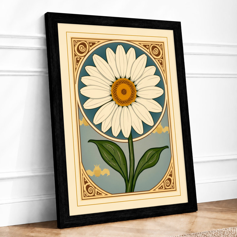 Framed Daisy Study Botanical - Framed Print, Black, A3 - 42.0 x 29.7 cm