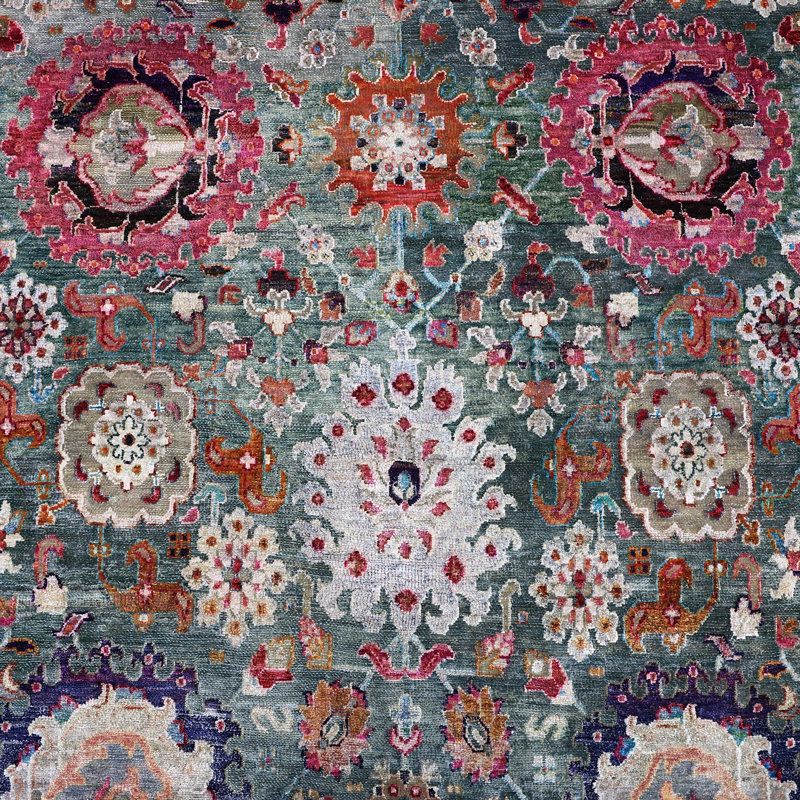 Multicolored Alchemy Traditional Wool Silk Blend Rug - 9'6" x 16'1"