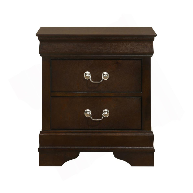 Table de chevet en MDF avec 2 tiroirs, cappuccino