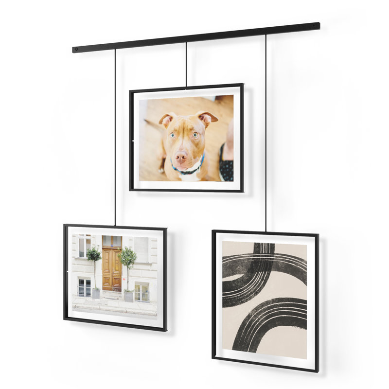 Exhibit Picture Frame 8" x 10" Gallery Set, Adjustable Wall Collage Displays, Set of 3, Black